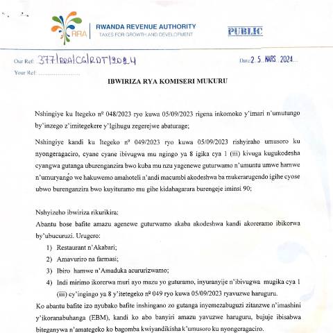 Document preview: IBWIRIZA RYA KOMISERI MUKURU 25.03.2024 — CG directive / ruling, Rwanda (CERFA n°IBWIRIZA_RYA_KOMISERI_MUKURU_25.03.2024)