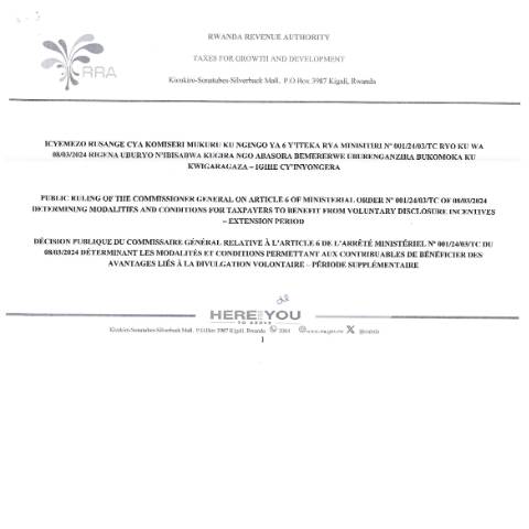 Document preview: IBWIRIZA RYA KOMISERI MUKURU Sept 2024 — CG directive / ruling, Rwanda (CERFA n°IBWIRIZA_RYA_KOMISERI_MUKURU_Sept_2024)