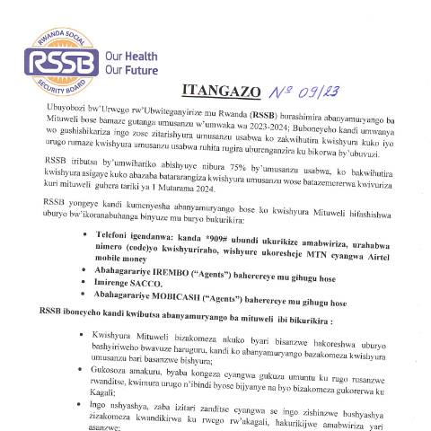 Document preview: Itangazo — Document, Rwanda (CERFA n°Itangazo_f972a8c50a)