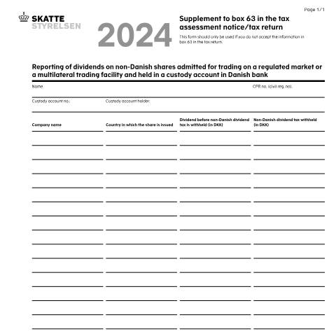 Document preview: 04.054 EN - Supplement to box 63 in the tax assessment notice/tax return — 04 Tax: tax return and preliminary income – individuals, Danmark (CERFA n°04.054)