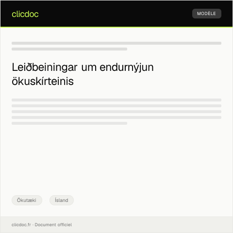 Document preview: Sækja um endurnýjun ökuskírteinis — Ökutæki, Ísland