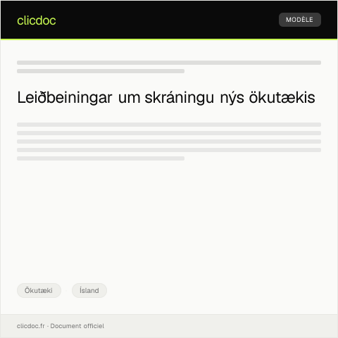 Document preview: Sækja um skráningu nýs ökutækis — Ökutæki, Ísland