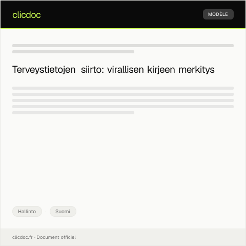 Document preview: Sähköinen terveystietojen siirto sairaalasta toiseen — Hallinto, Suomi