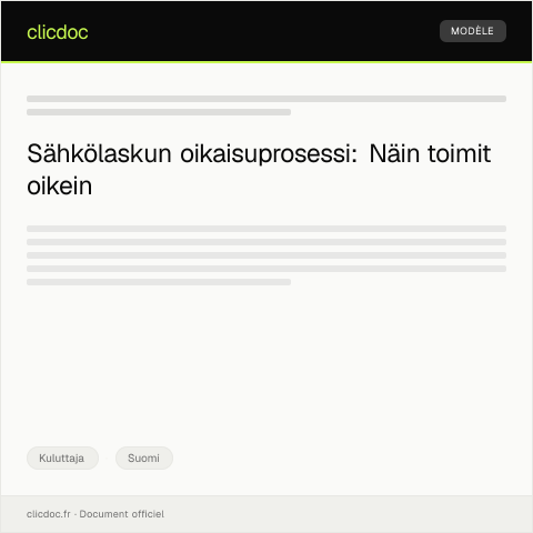 Document preview: Sähkölaskun oikaisu — Kuluttaja, Suomi