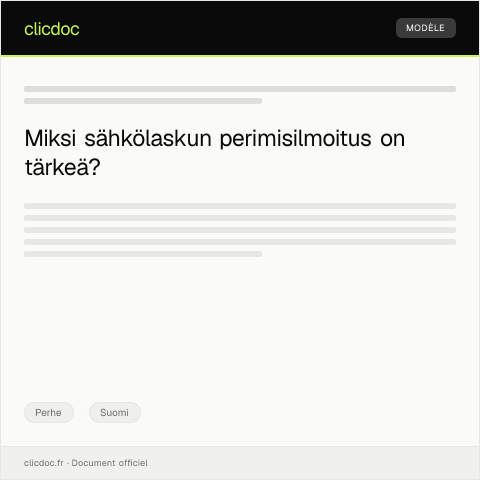 Document preview: Sähkölaskun perimisilmoitus — Perhe, Suomi