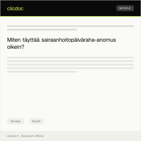 Document preview: Sairaanhoitopäiväraha-anomus — Terveys, Suomi