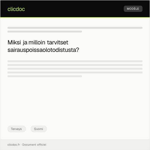 Document preview: Sairauspoissaolotodistus — Terveys, Suomi