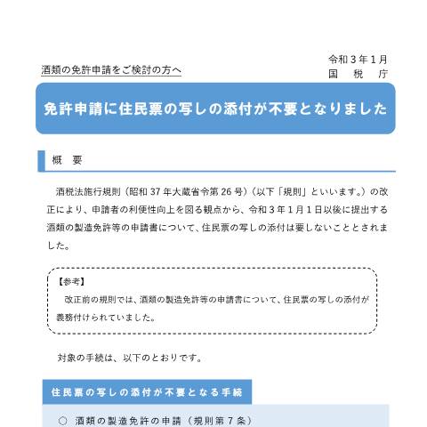 Document preview: E1-3 酒類の販売業免許の申請 — こちら — 酒税, 日本 (CERFA n°E1-3)