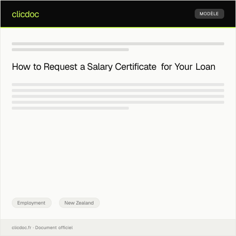 Document preview: Request for Salary Certificate for Loan Application — Employment, New Zealand