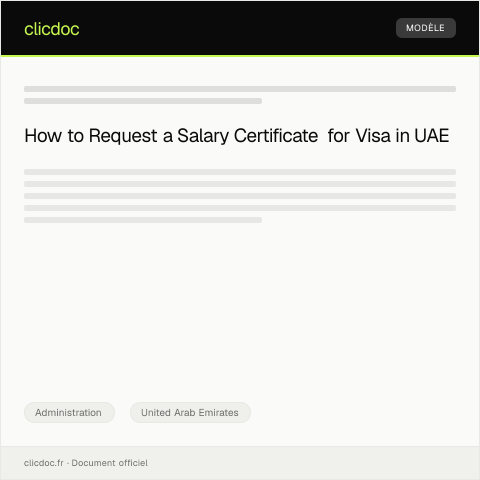 Document preview: Request for Salary Certificate for Visa Purposes — Administration, United Arab Emirates