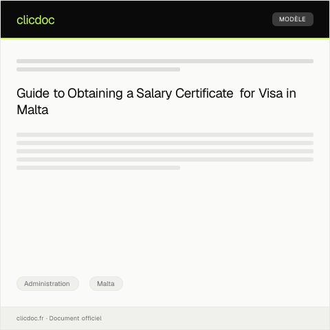 Document preview: Request for Salary Certificate for Visa Application at Maltese Immigration Authorities — Administration, Malta