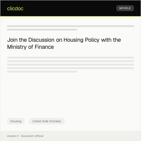 Document preview: Schedule Virtual Meeting for Housing Policy Feedback / جدولة اجتماع افتراضي لملاحظات سياسة السكن — Housing, United Arab Emirates
