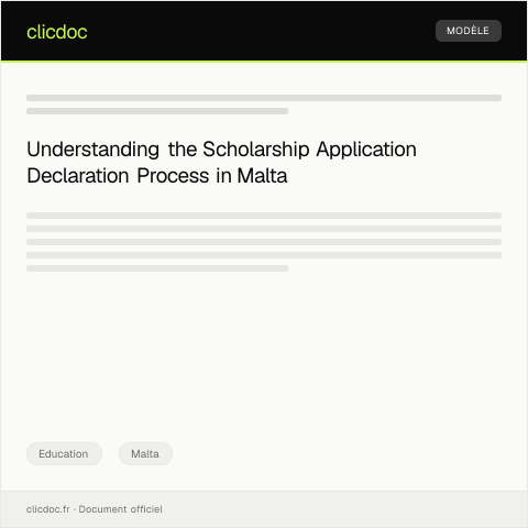Document preview: Scholarship Application Declaration — Education, Malta