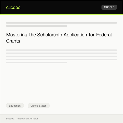 Document preview: Scholarship Application Form for U.S. Federal Grants — Education, United States