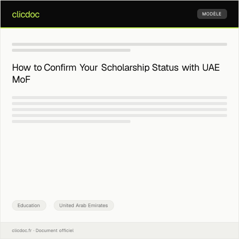 Document preview: Application for Scholarship Status Confirmation from UAE Ministry of Higher Education — Education, United Arab Emirates