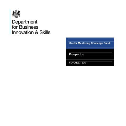 Document preview: Sector Mentoring Challenge Fund: application form and prospectus — Department for Business, Innovation & Skills, United Kingdom