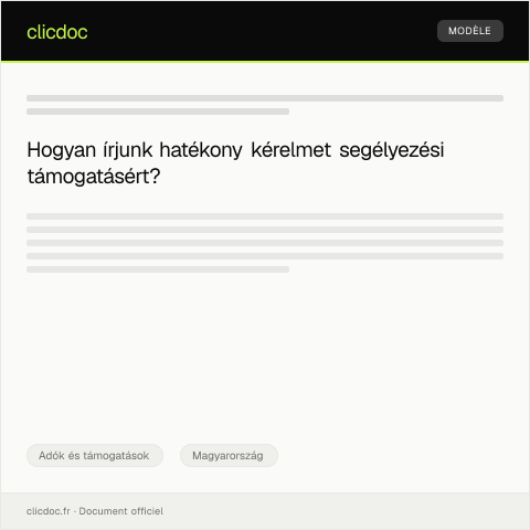 Document preview: Segélyezési támogatás iránti kérelem nyugdíj mellett — Adók és támogatások, Magyarország