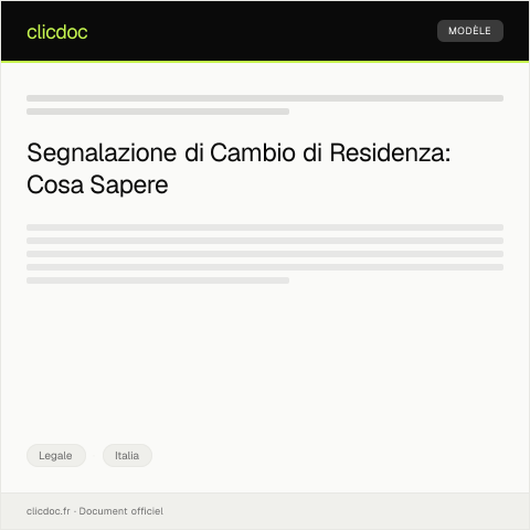 Anteprima documento Segnalazione di Cambio di Residenza presso il Comune — Legale, Italia
