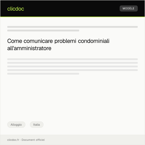 Anteprima documento Segnalazione di problemi condominiali all'amministratore — Alloggio, Italia