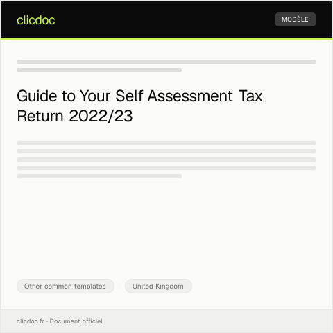 Document preview: Self Assessment: Declaration of Income and Gains 2022/23 — Other common templates, United Kingdom