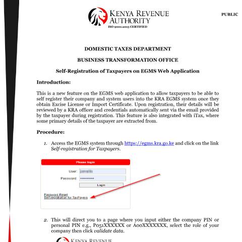 Document preview: step by step process is available for download. — Guide, Kenya (CERFA n°Self-Registration-For-Taxpayers-User-Guide)