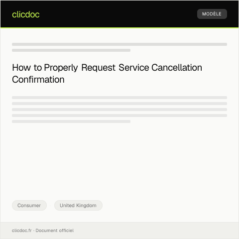 Document preview: Request for Service Cancellation Confirmation — Consumer, United Kingdom