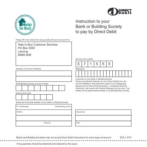 Document preview: Set up a Direct Debit to pay your Help to Buy fees and interest — Homes England, United Kingdom