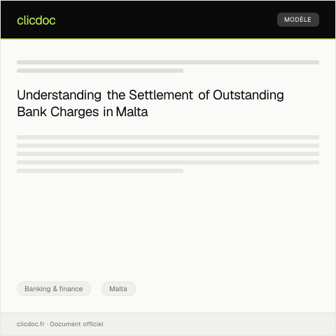 Document preview: Settlement of Outstanding Bank Charges — Banking & finance, Malta