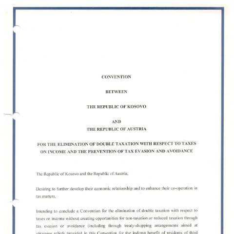 Document preview: Download Agreement — Double Taxation Agreements, Kosovë