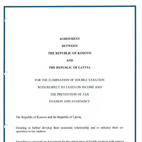 Document preview: Download agreement — Double Taxation Agreements, Kosovë