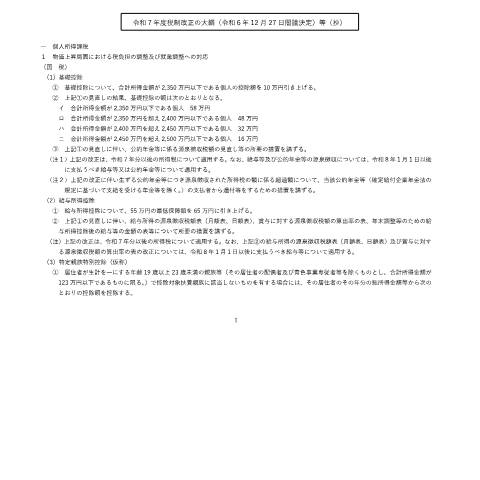 Document preview: A1-3 所得税及び復興特別所得税の予定納税額の減額申請手続 — 令和７年度税制改正の大綱（所得税関係）(PDF/1108KB) — 申告（所得税・贈与税等）, 日本 (CERFA n°A1-3)