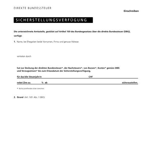 Dokumentvorschau: 31 - Sicherstellungsverfügung PDF 90.18 kB 9. Oktober 2023 — Direkte Bundessteuer, Schweiz (CERFA n°31)