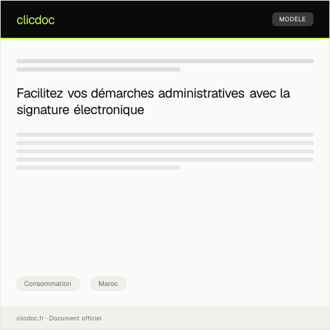 Aperçu du document Signature électronique pour validation de documents de consommation — Consommation, Maroc