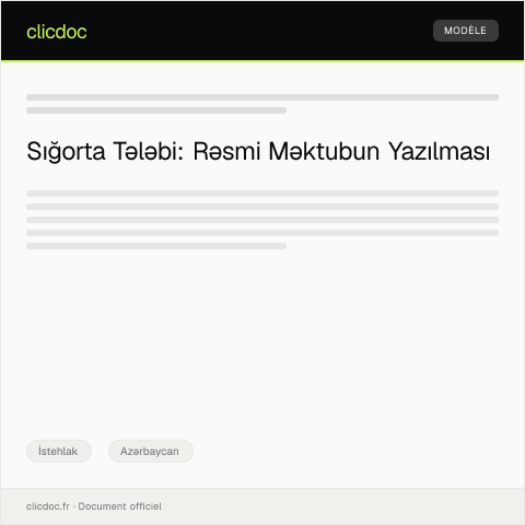 Document preview: Sığorta tələbi — İstehlak, Azərbaycan