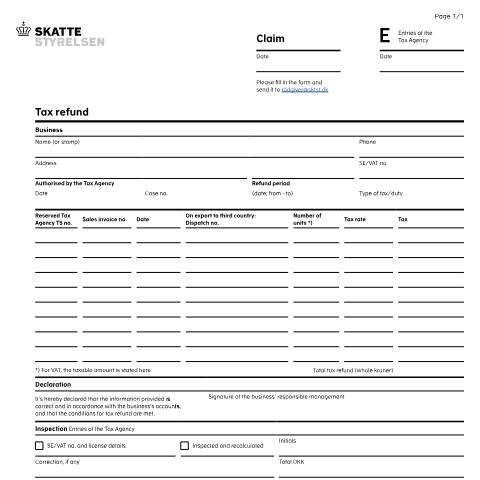 Document preview: 29.002 EN - Tax refund — 29 Excise duties; other duties and taxes, Danmark (CERFA n°29.002)