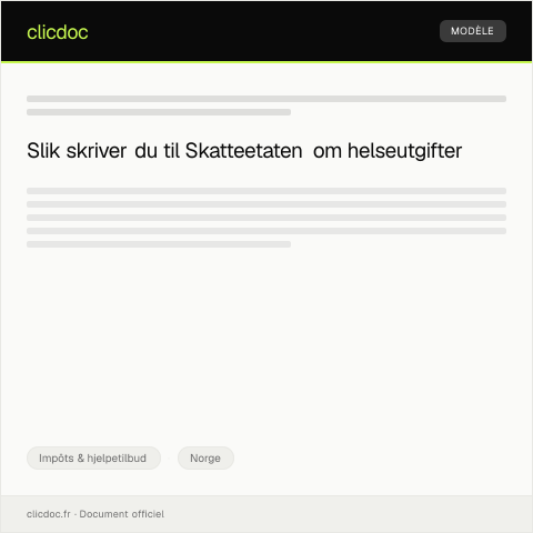 Document preview: Informasjon om skattefrister for helseutgifter — Impôts & hjelpetilbud, Norge