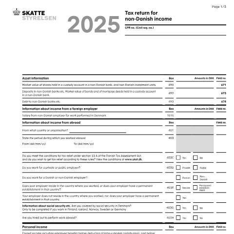 Document preview: 04.012 EN - Tax return for foreign income — 04 Tax: tax return and preliminary income – individuals, Danmark (CERFA n°04.012)