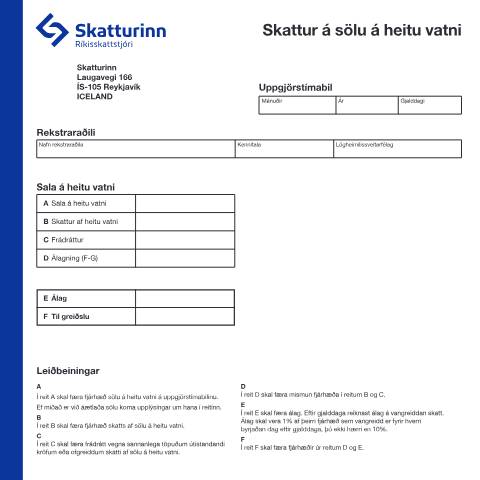 Document preview: Skattur á sölu á heitu vatni — Einstaklingar, Ísland (CERFA n°RSK 10.51)