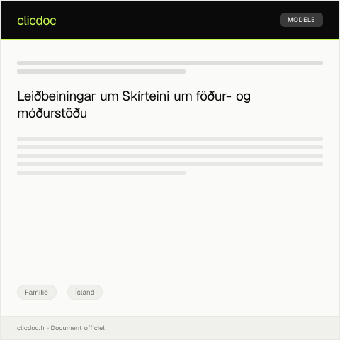Document preview: Skírteini um föður- og móðurstöðu — Familie, Ísland