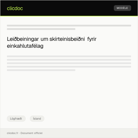 Document preview: Skírteinisbeiðni fyrir einkahlutafélag — Lögfræði, Ísland