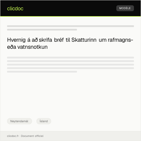 Document preview: Skráning á rafmagns- eða vatnsnotkun — Neytendamál, Ísland