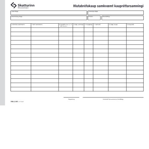 Document preview: RSK 2.085 Hlutabréfakaup samkvæmt kaupréttarsamningi. — Einstaklingar, Ísland