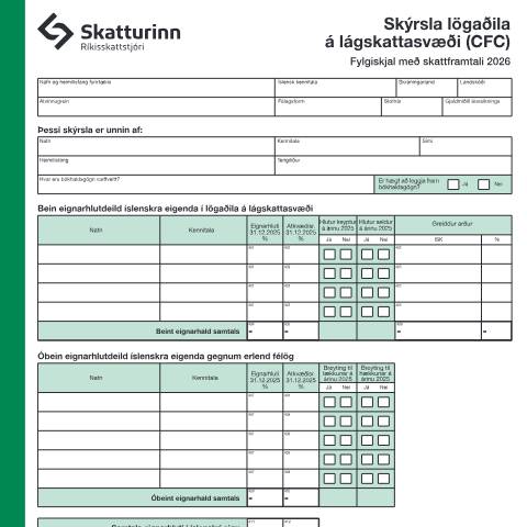 Document preview: Skýrsla lögaðila á lágskattasvæði — Einstaklingar, Ísland (CERFA n°RSK 4.24)