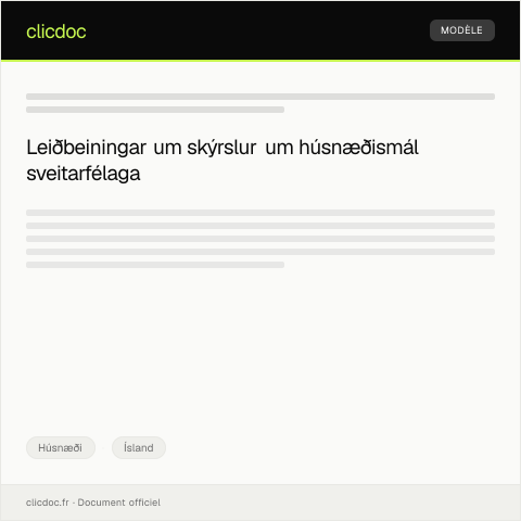 Document preview: Skýrsla um húsnæðismál sveitarfélags — Húsnæði, Ísland