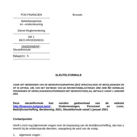 Aperçu du document Sleutelformule vanaf 1 januari 2021 (PDF, 246.52 KB) — FOD Financiën, Belgique (CERFA n°Sleutelformule vanaf 1 januari 2021)