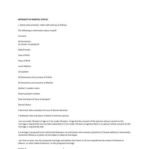 Document preview: Slovenia: affidavit form — Foreign & Commonwealth Office, Foreign, Commonwealth & Development Office, United Kingdom