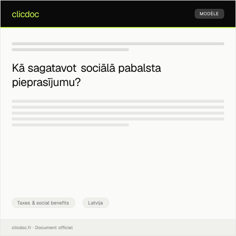 Document preview: Sociālā pabalsta vai palīdzības atmaksas pieprasījums — Taxes & social benefits, Latvija