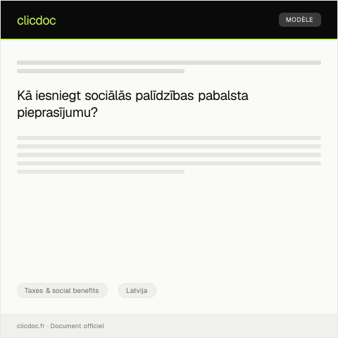 Document preview: Sociālās palīdzības pabalsta pieprasījuma iesniegums — Taxes & social benefits, Latvija