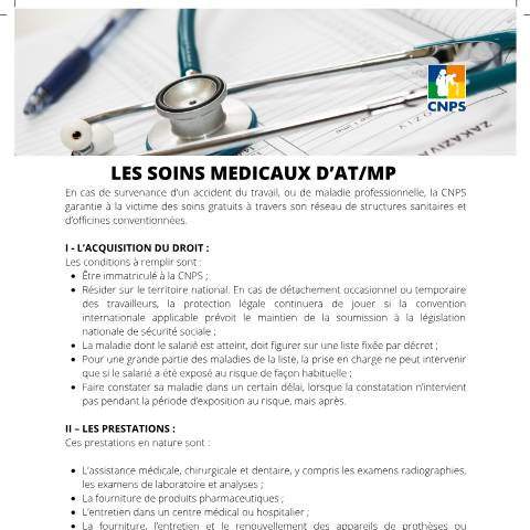 Aperçu du document LES SOINS MEDICAUX D’ATMP-V3 — Document CNPS (prévoyance sociale), Côte d'Ivoire