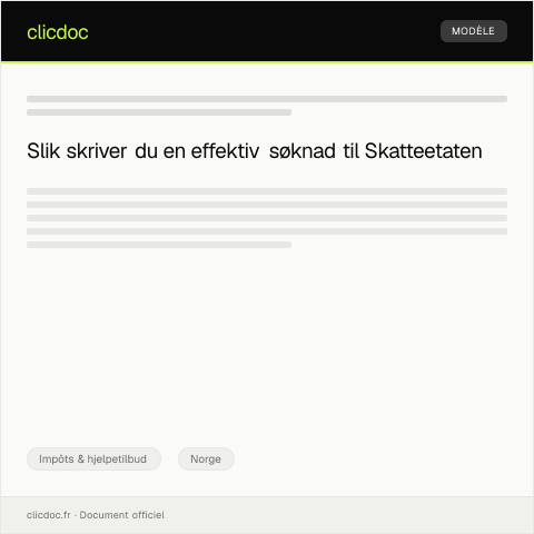 Document preview: Søknad om forhåndsutfylling av selvangivelsen — Impôts & hjelpetilbud, Norge
